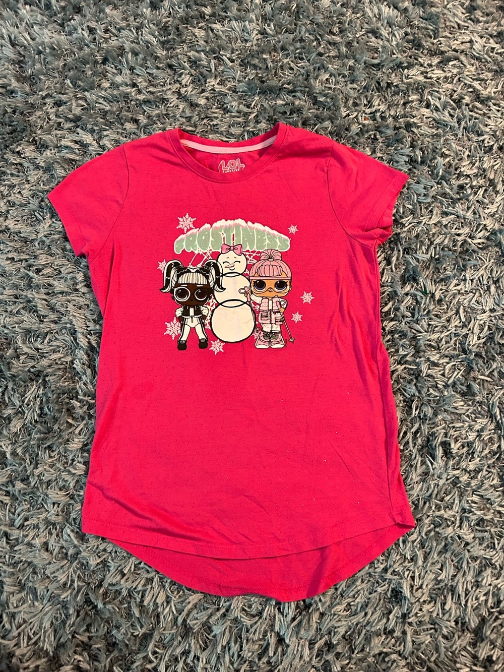 Girls Xl L.O.L. Frostiness Hot Pink Short Sleeve Graphic Tee
